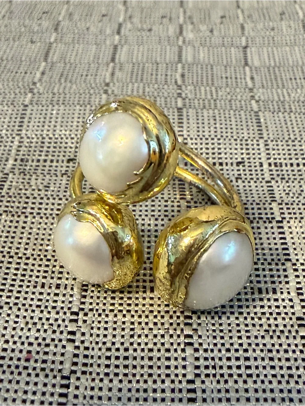 Ashiana London Gold Pearl Ring  - White Pearl Women Jewelry